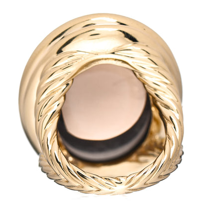 David Yurman 18K Yellow Gold Smoky Quartz 21mm Oval Signature Ring 54 6.75 4 of 5