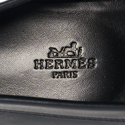 Hermes Fringed Calfskin Womens Destin Loafer 37 Black 7 of 8