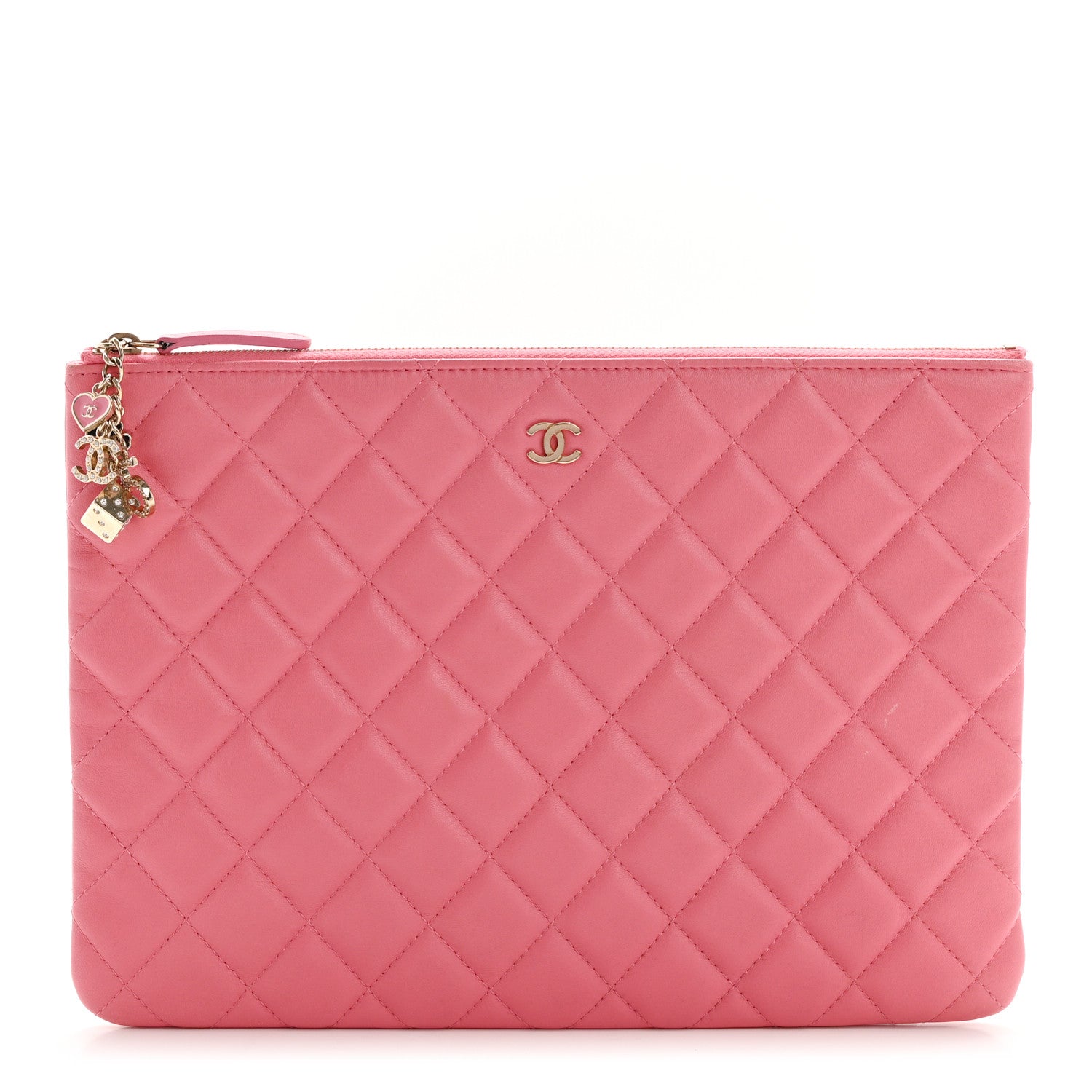 Chanel Lambskin Quilted Medium Casino Beauty CC Cosmetic Case Fuchsia 1 of 14