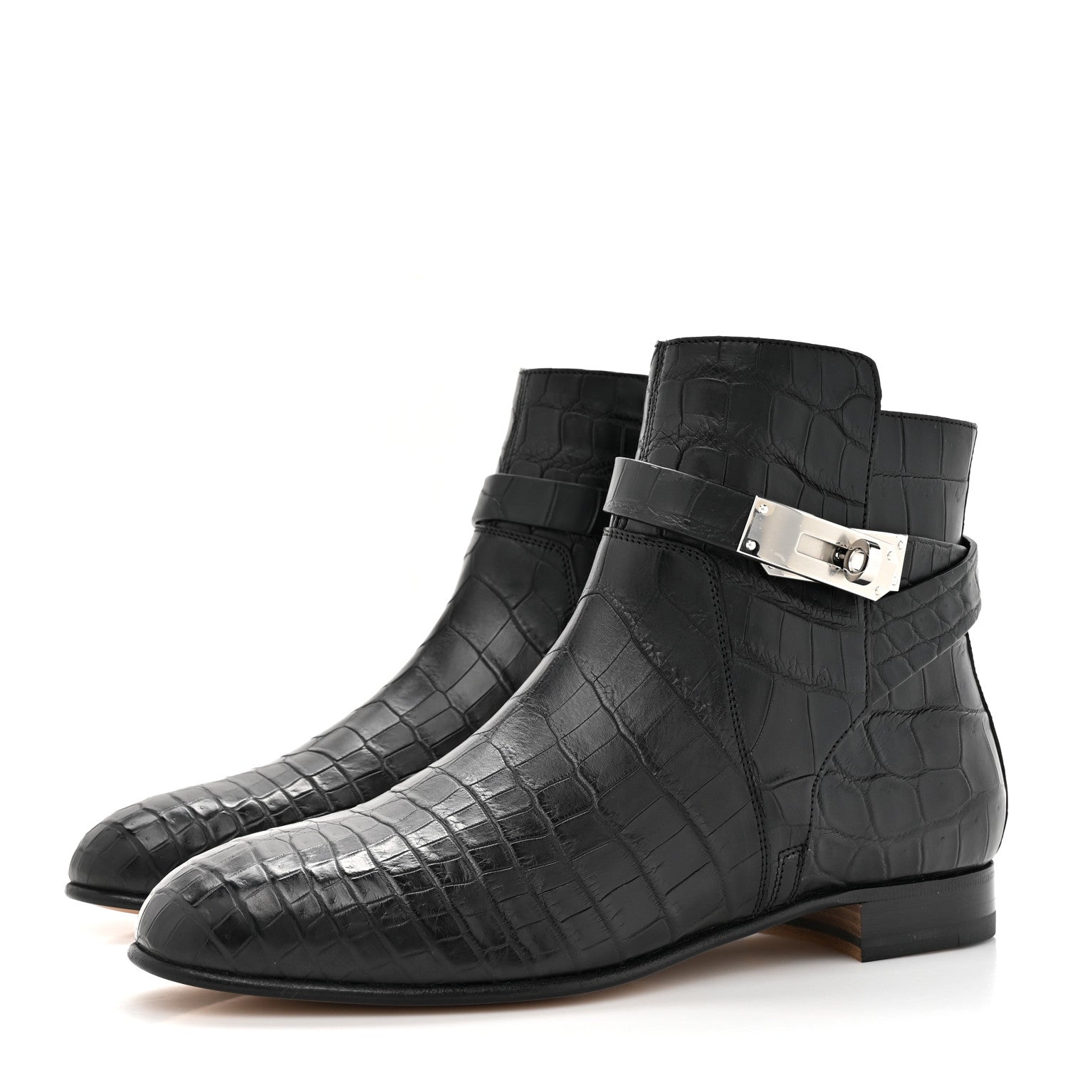 Hermes Matte Niloticus Crocodile Neo Low Boots 37 Black 3 of 11
