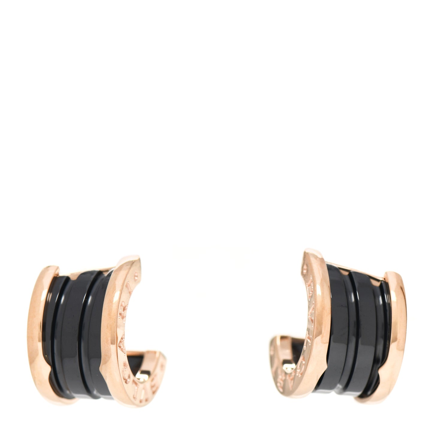 18K Rose Gold Black Ceramic B.Zero1 Hoop Earrings