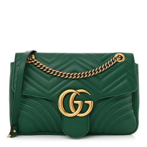 Calfskin Matelasse Medium GG Marmont Shoulder Bag Emerald Green