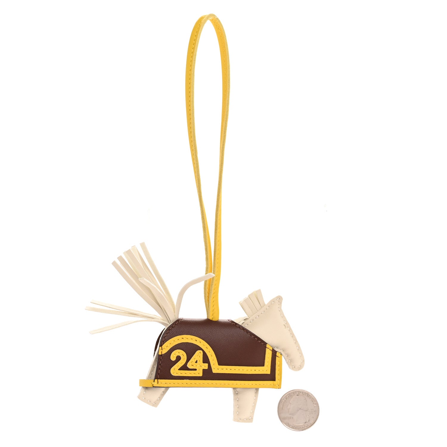 Hermes Milo Lambskin Grigri Rodeo Robeo 24 Bag Charm PM Craie Terre Jaune De Naples 2 of 5