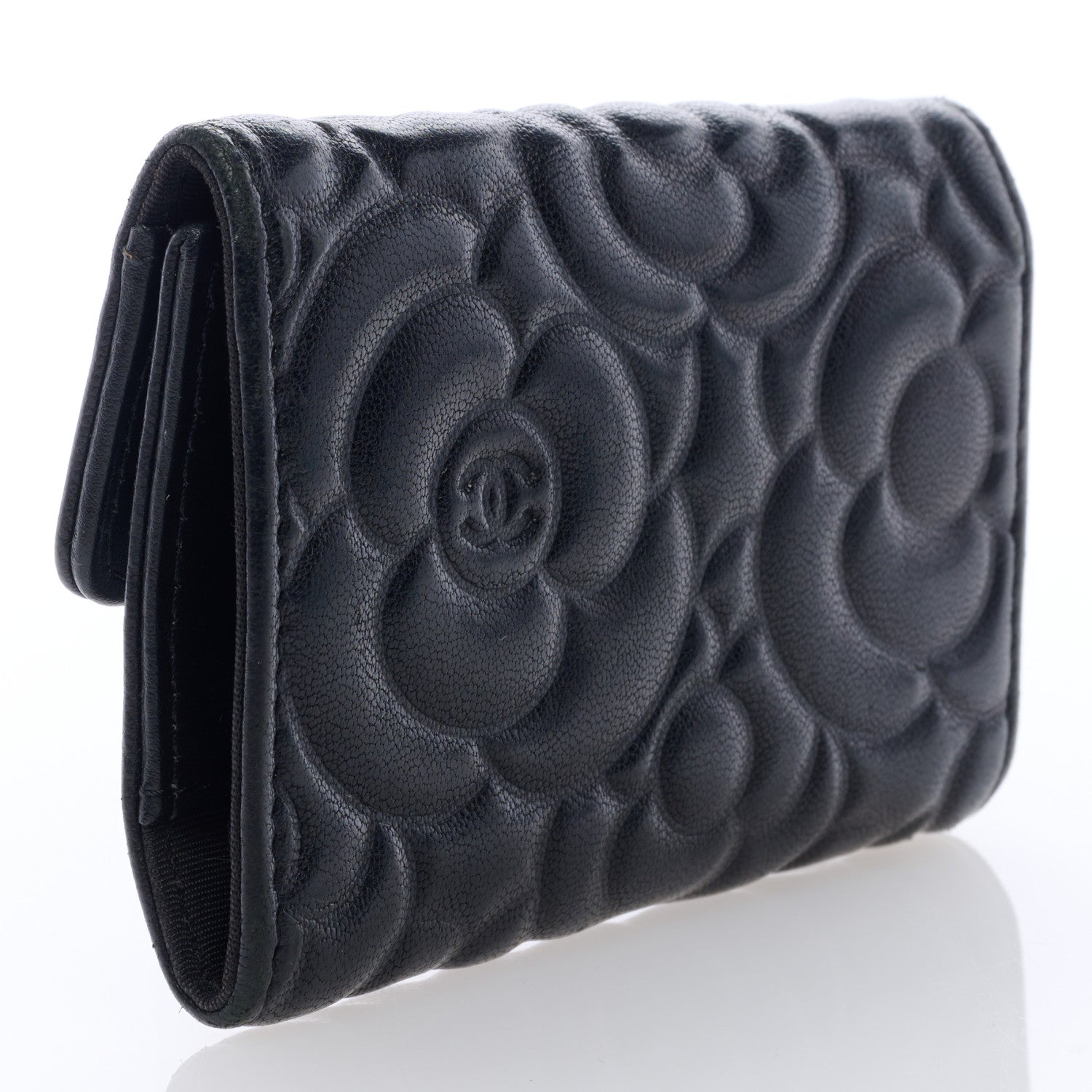 Chanel Goatskin Camellia Embossed 4 Key Holder Black 3 of 6