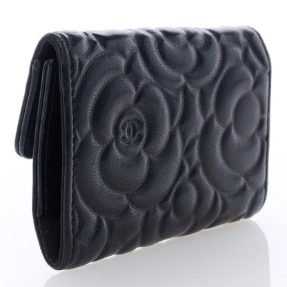 Chanel Goatskin Camellia Embossed 4 Key Holder Black 3 of 6