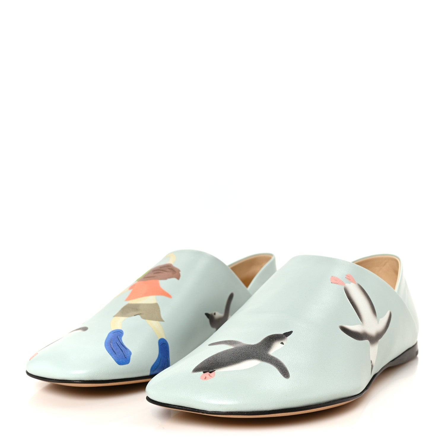 Loewe X SUNA FUJITA Goatskin Peguin Toy Slipper 36 Blue Iceberg 4 of 9