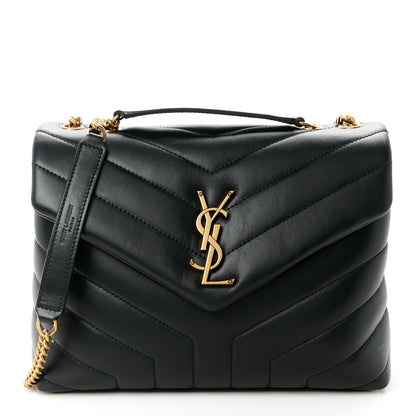 Saint Laurent Calfskin Y Quilted Monogram Small Loulou Chain Satchel Black 1 of 11