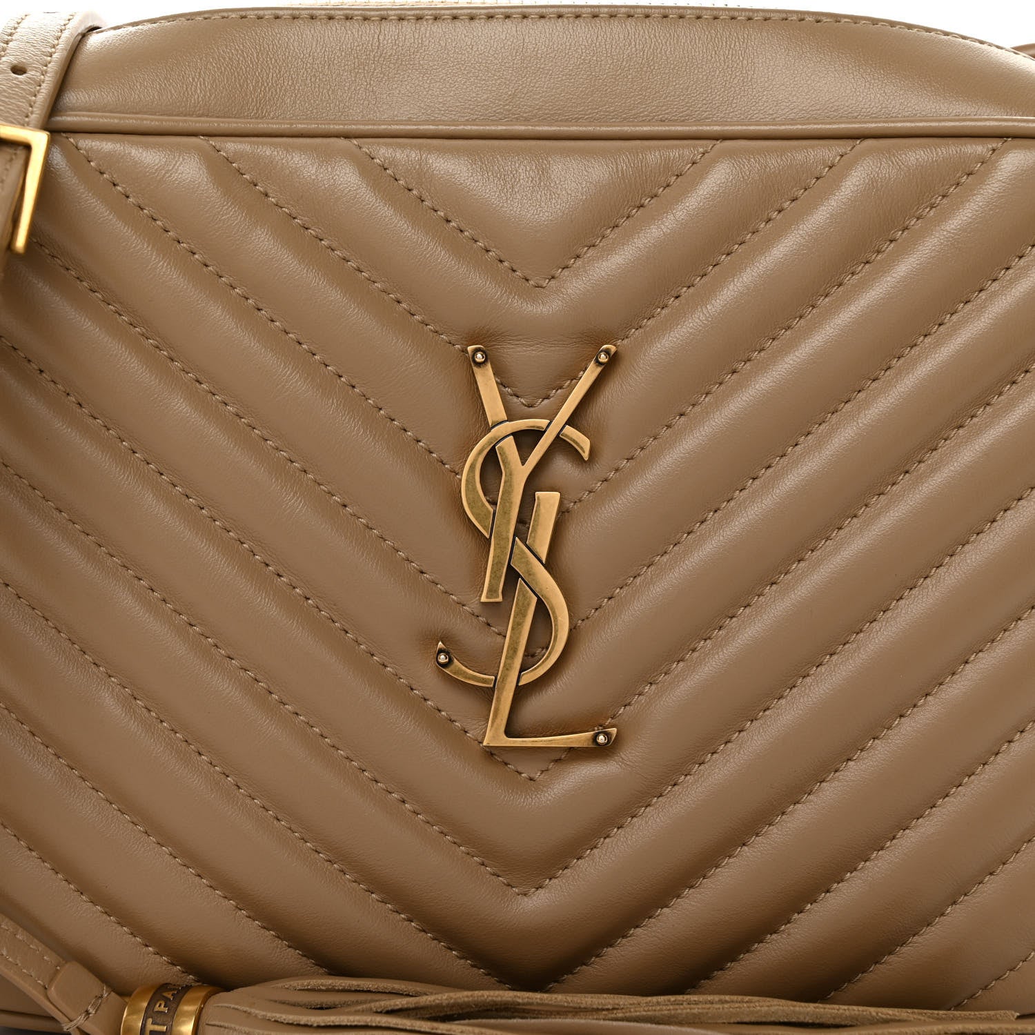 Saint Laurent Calfskin Matelasse Monogram Lou Camera Bag Dark Latte 7 of 12