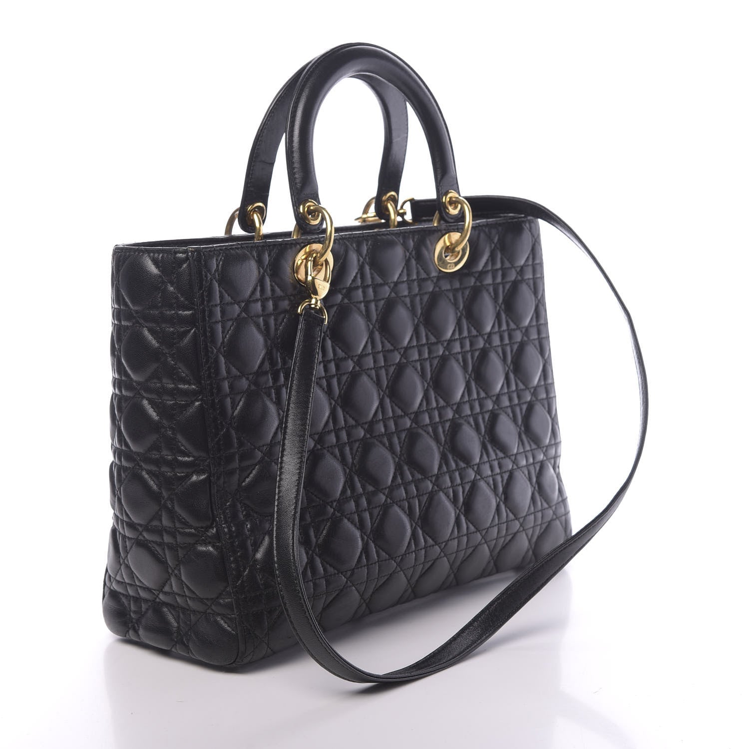 Christian Dior Lambskin Cannage Large Lady Dior Black 3 of 16