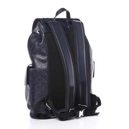 Gucci Guccissima Signature Double Buckle Backpack Blue 3 of 11