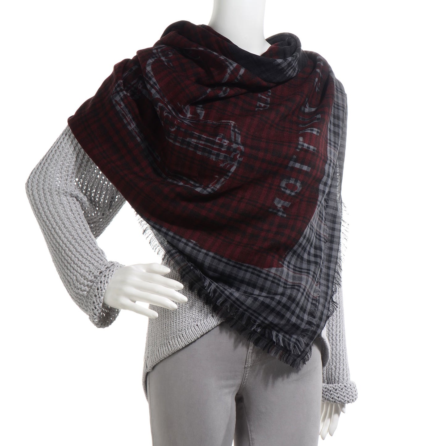 Mens Fleece Wool Silk Trunks Shawl Gris Rouge