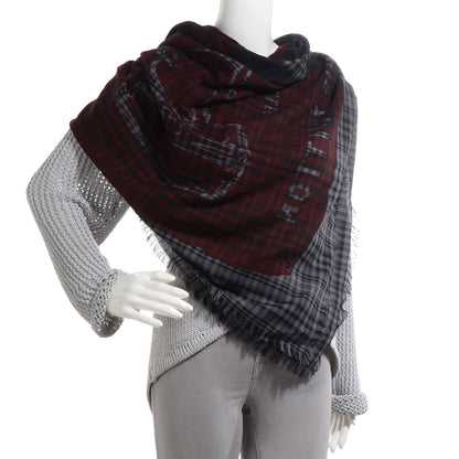 Louis Vuitton Mens Fleece Wool Silk Trunks Shawl Gris Rouge 2 of 5