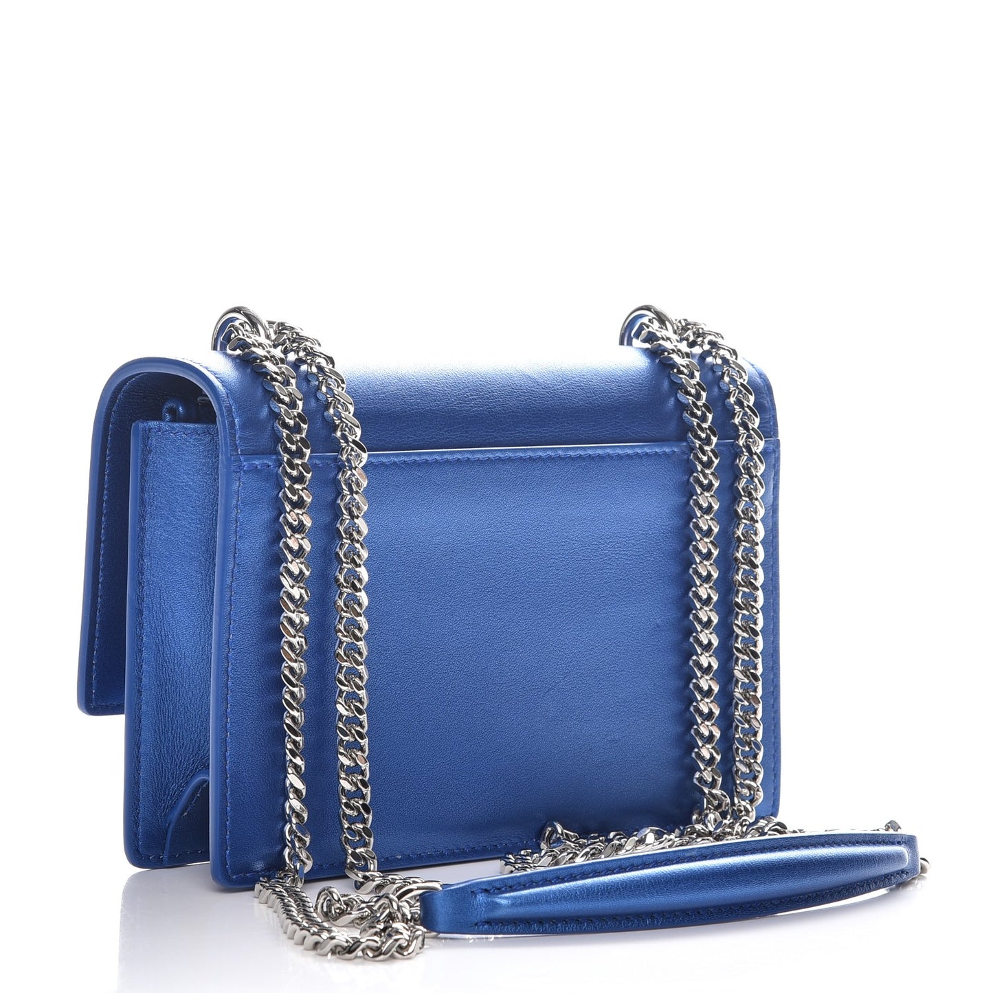 Metallic Calfskin Monogram Sunset Chain Wallet Blue Royal