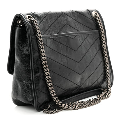 Saint Laurent Crinkled Calfskin Matelasse Monogram Medium Niki Chain Satchel Black Black 3 of 12