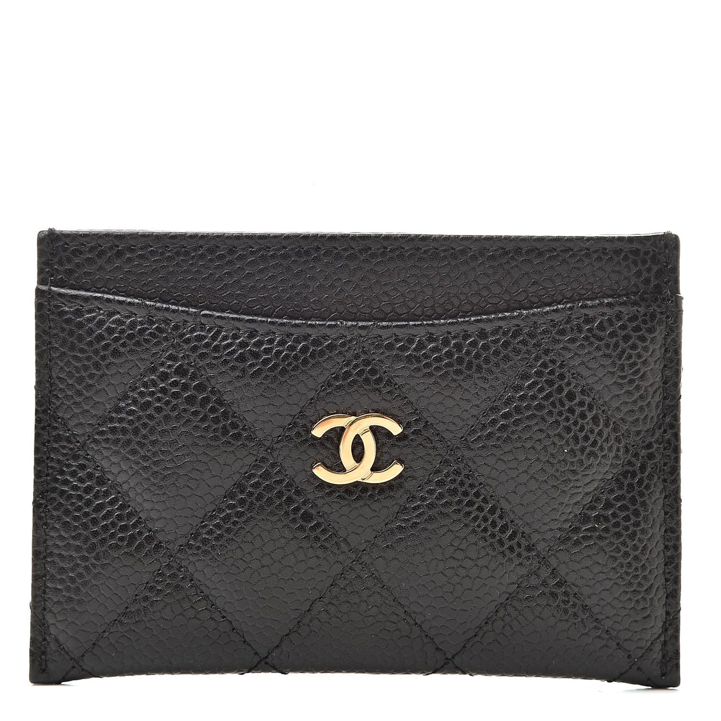 Caviar Quilted Card Holder Black