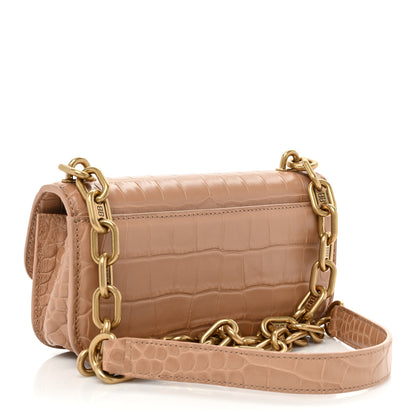 Balenciaga Extra Supple Calfskin Crocodile Embossed Gossip Chain Bag XS Nude Beige 3 of 16