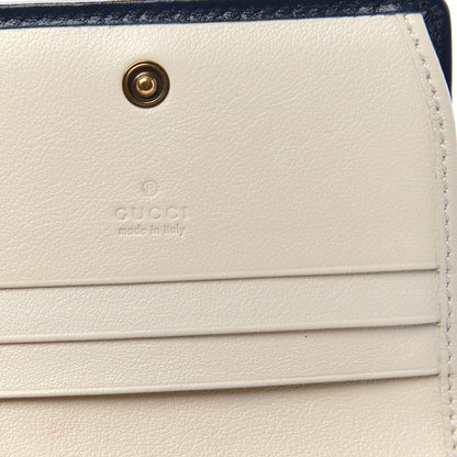 Gucci Vintage Effect Calfskin Matelasse Diagonal Torchon GG Marmont Card Case Wallet Mystic White Blue Agata 6 of 10