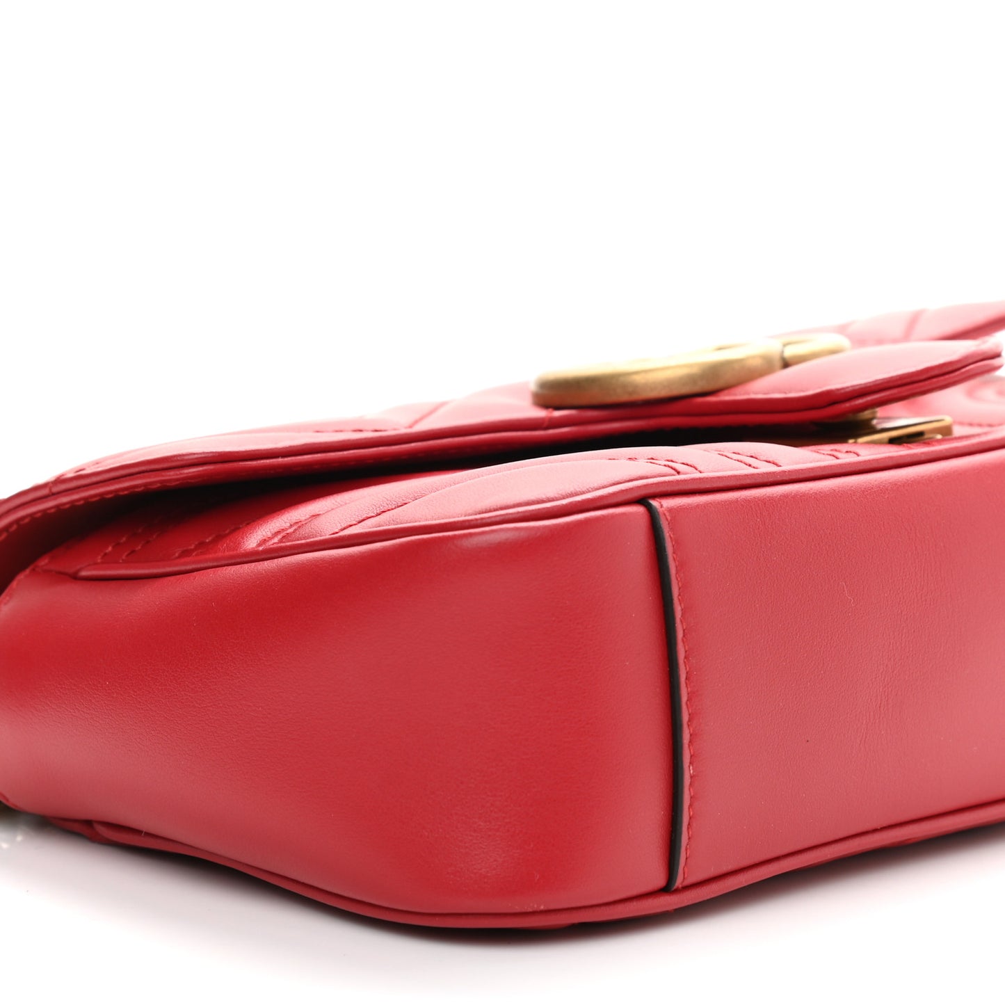 Calfskin Matelasse Mini GG Marmont Shoulder Bag Hibiscus Red