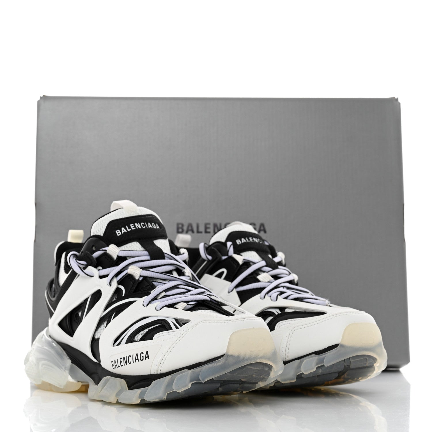 Balenciaga Rubber Mesh Fabric Bi-Color Clear Sole Womens Track Sneakers 37 White Black 9 of 9