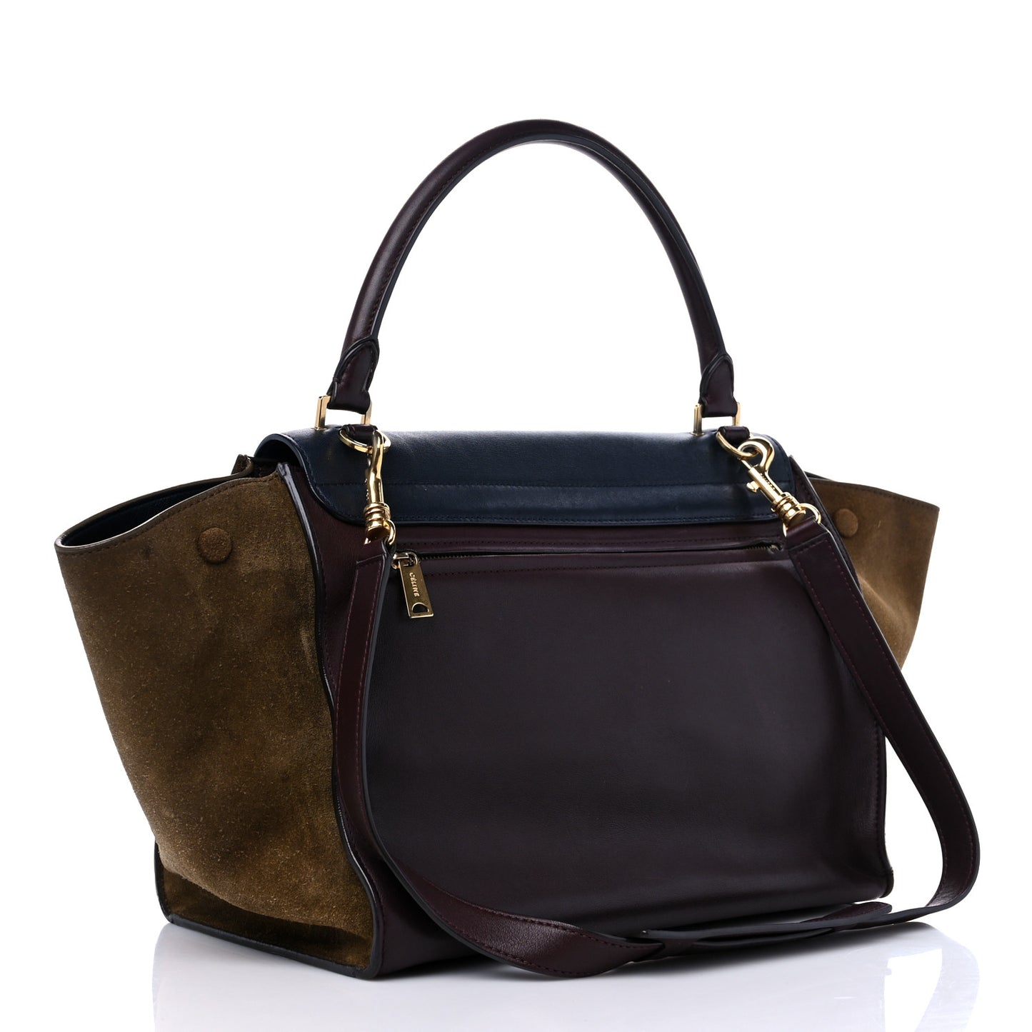 Calfskin Suede Tri-Color Medium Trapeze Burgundy