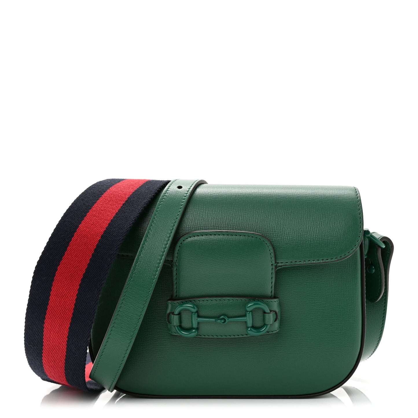 Azalea Calfskin Web Monochrome Horsebit 1955 Shoulder Bag Emerald