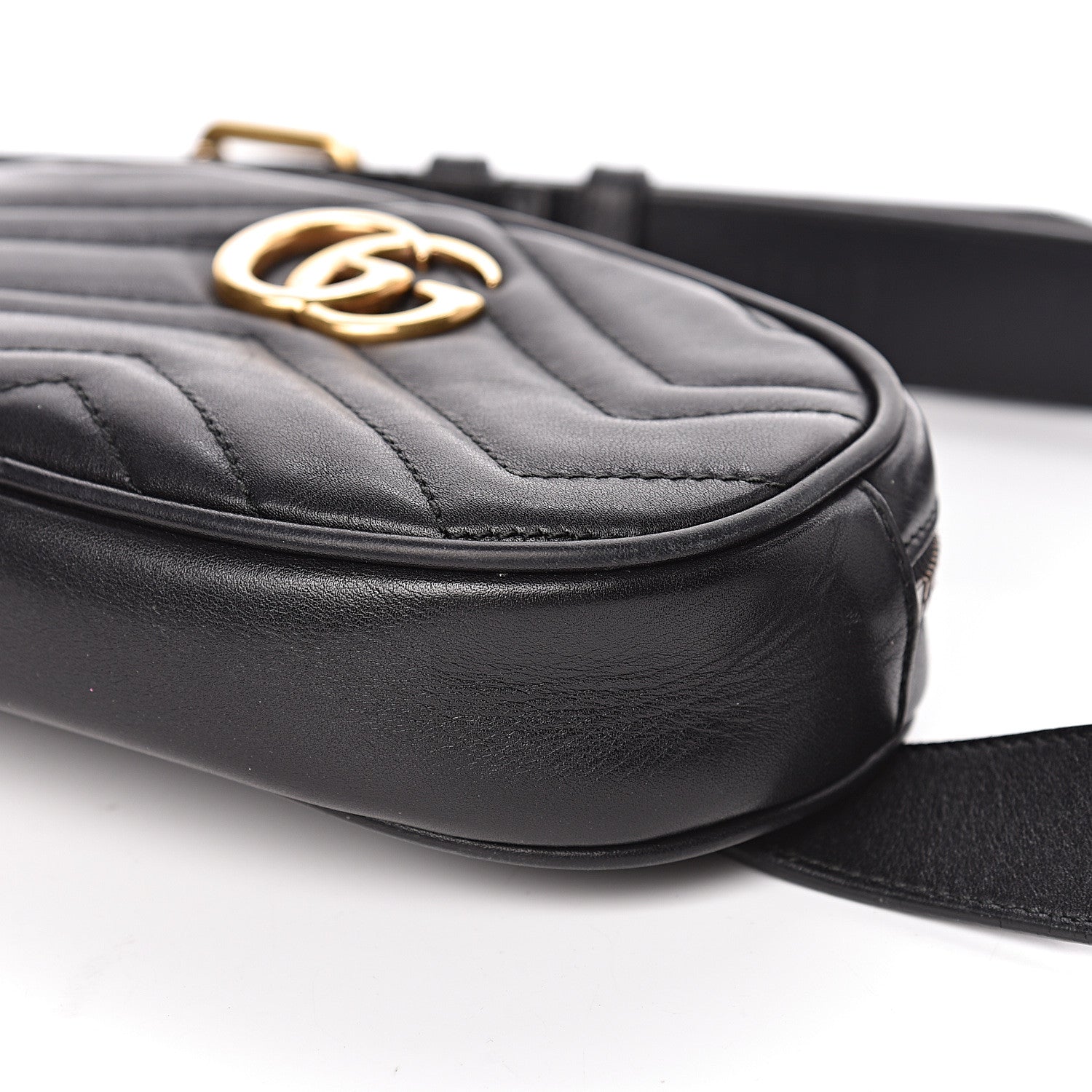 Gucci Calfskin Matelasse GG Marmont Belt Bag 85 34 Black 12 of 13