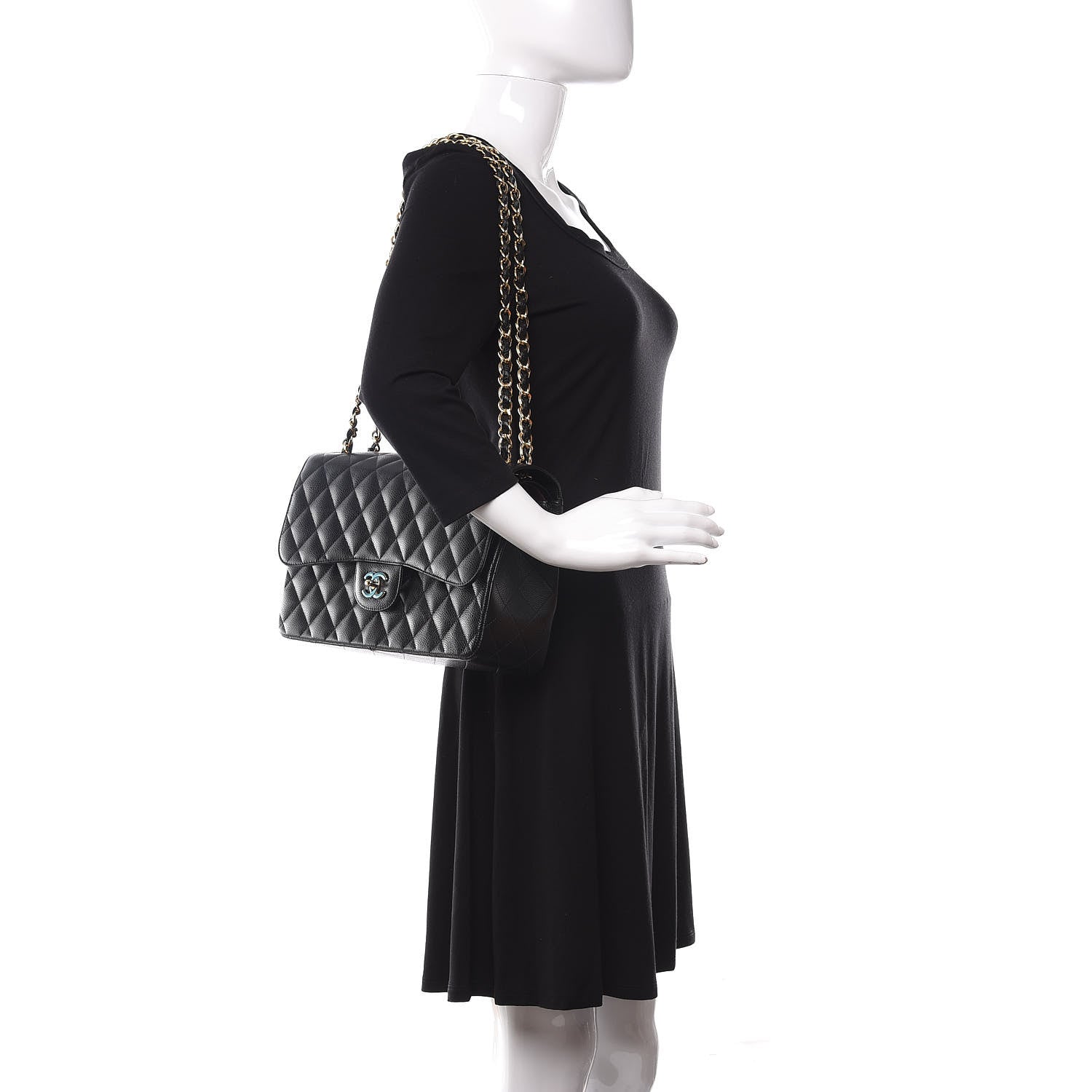 Chanel Caviar Quilted Jumbo Double Flap Black 2 of 11
