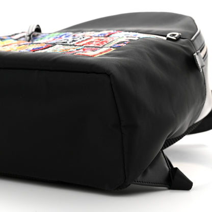 Fendi Nylon Vitello Liberty Sequin Fun Fair Embroidered Backpack Black 10 of 12