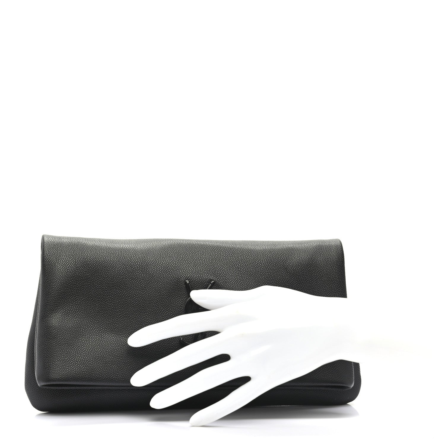 Saint Laurent Grain De Poudre West Hollywood Monogram Fold Over Clutch Black 2 of 8