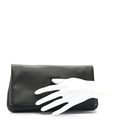 Saint Laurent Grain De Poudre West Hollywood Monogram Fold Over Clutch Black 2 of 8
