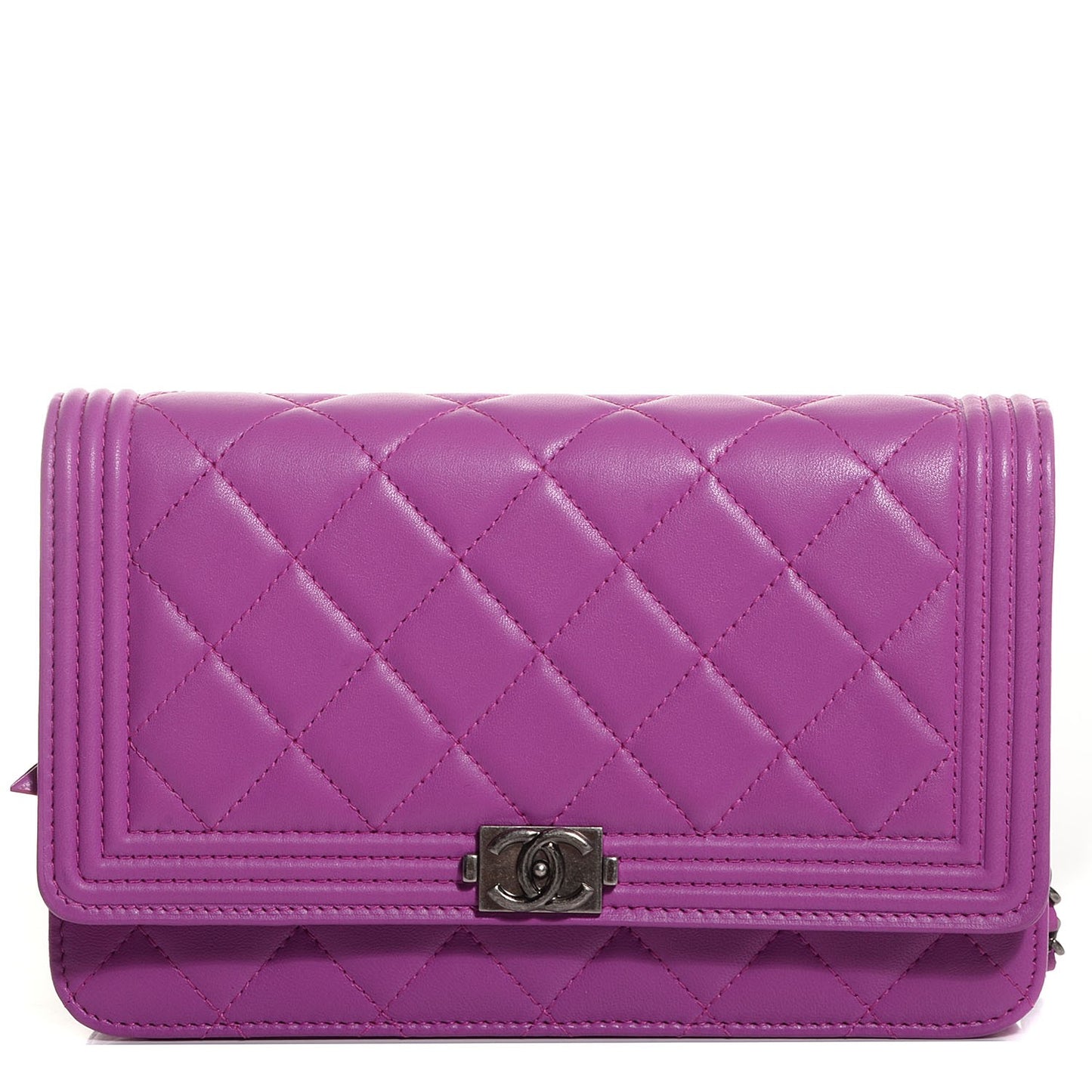 Lambskin Boy Wallet On Chain WOC Pink