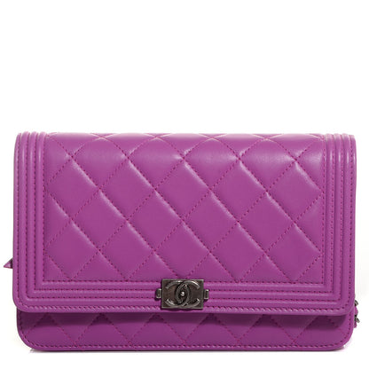 Chanel Lambskin Boy Wallet On Chain WOC Pink 1 of 9