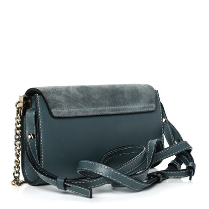 Chloe Suede Calfskin Mini Faye Shoulder Bag Cloudy Blue 3 of 12