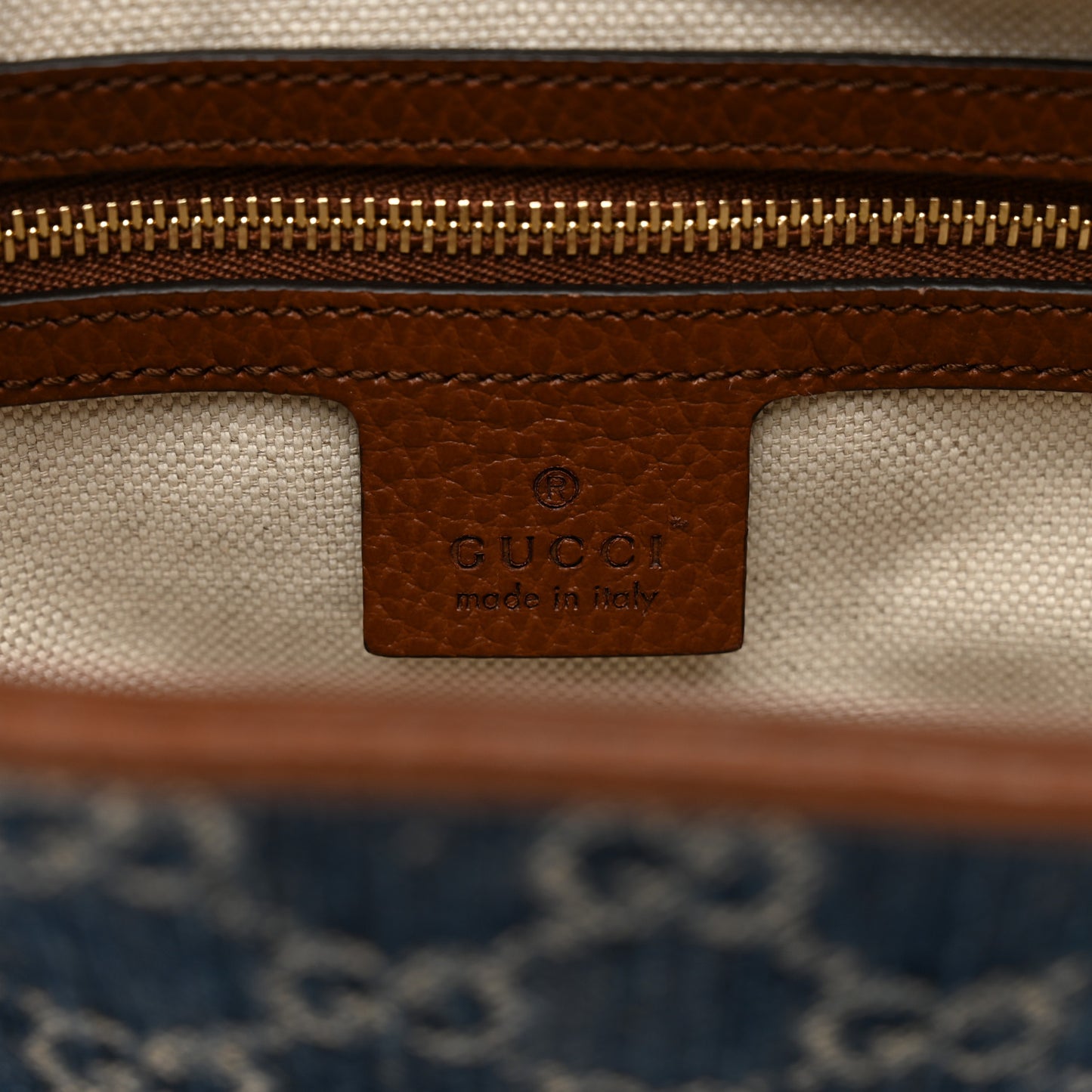 New Denim GG Monogram Calfskin Small Jackie 1961 Hobo Blue Tea Cuir