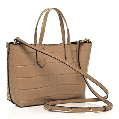 Alexander McQueen Calfskin Crocodile Embossed Mini Shopper Camel 3 of 11