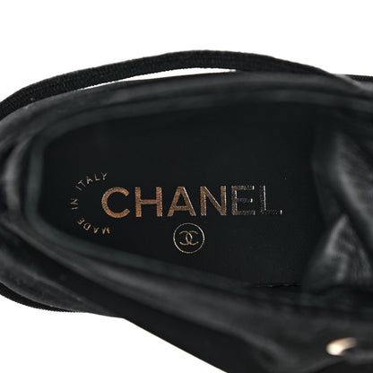 Chanel Velvet CC Lace Up Boots 38.5 Black 6 of 8