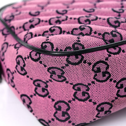 Gucci Monogram Multicolor Matelasse Diagonal Small GG Marmont Chain Shoulder Bag Pink Blue 10 of 19