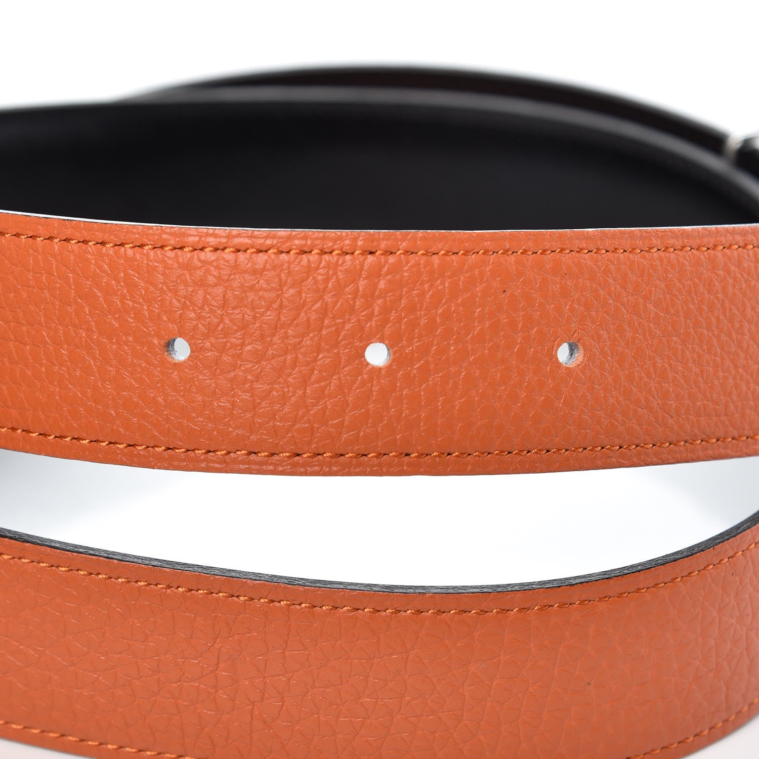 Hermes Box Togo 32mm H Belt 90 Black Orange 5 of 6