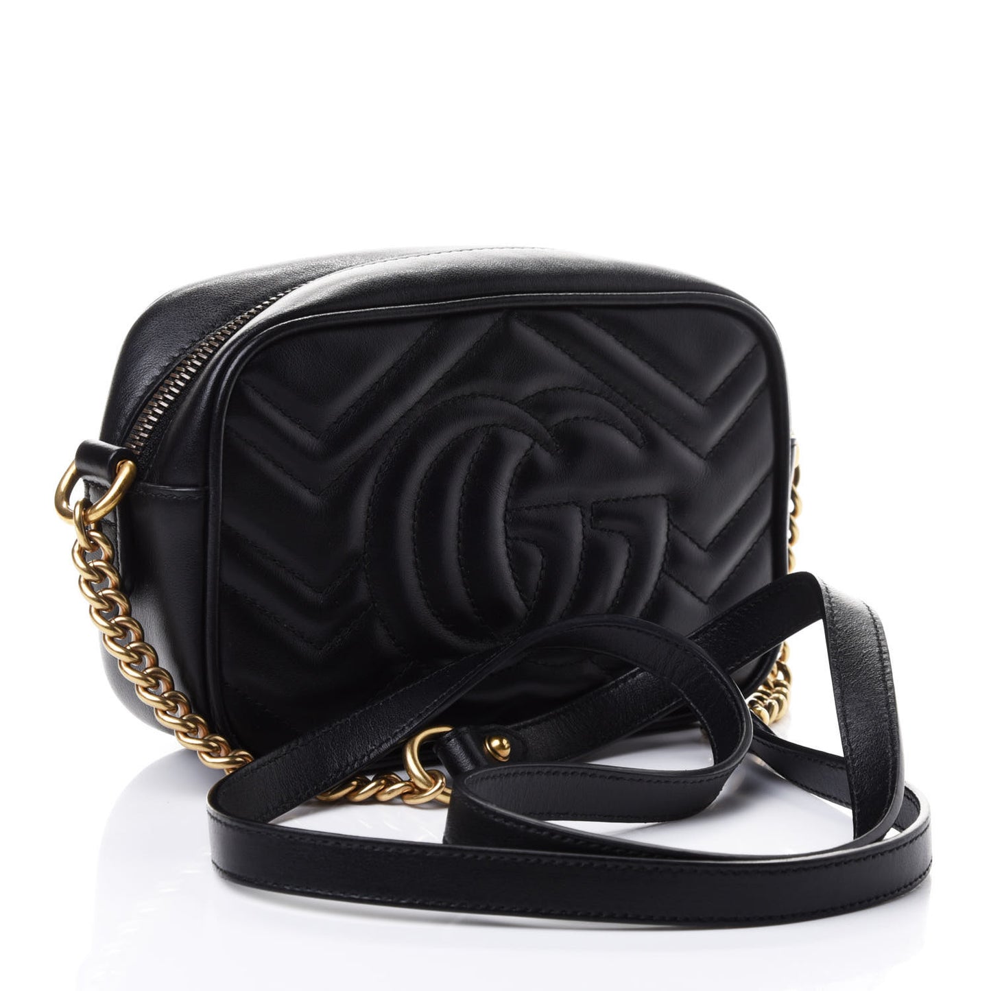 Calfskin Matelasse Mini GG Marmont Chain Shoulder Bag Black