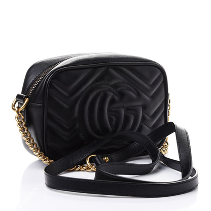 Gucci Calfskin Matelasse Mini GG Marmont Chain Shoulder Bag Black 2 of 4
