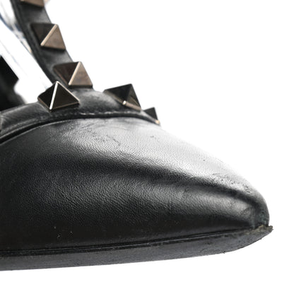 Valentino Garavani Calfskin Nappa Rockstud Ankle Strap 100mm Pumps 37.5 Black 10 of 10