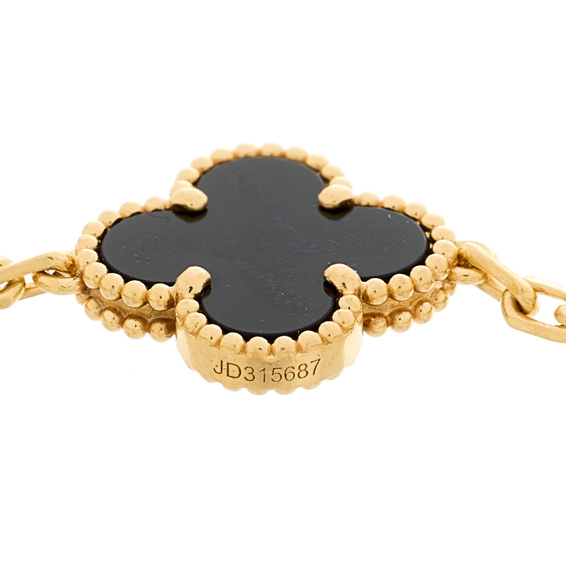 Van Cleef & Arpels 18K Yellow Gold Black Onyx 5 Motifs Vintage Alhambra Bracelet 3 of 5
