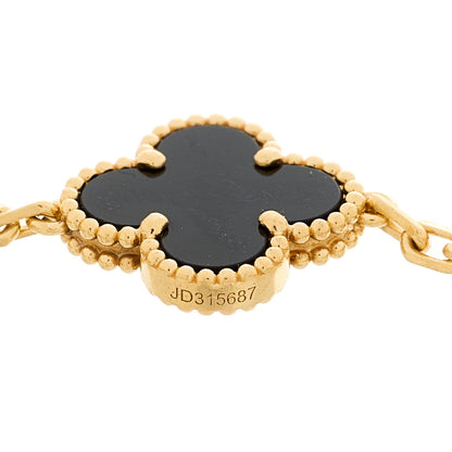 Van Cleef & Arpels 18K Yellow Gold Black Onyx 5 Motifs Vintage Alhambra Bracelet 3 of 5