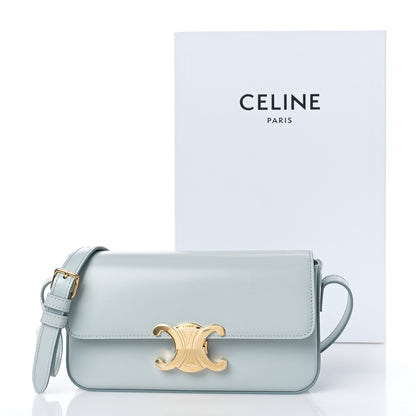 Celine Shiny Calfskin Triomphe Shoulder Bag Soft Blue 10 of 10