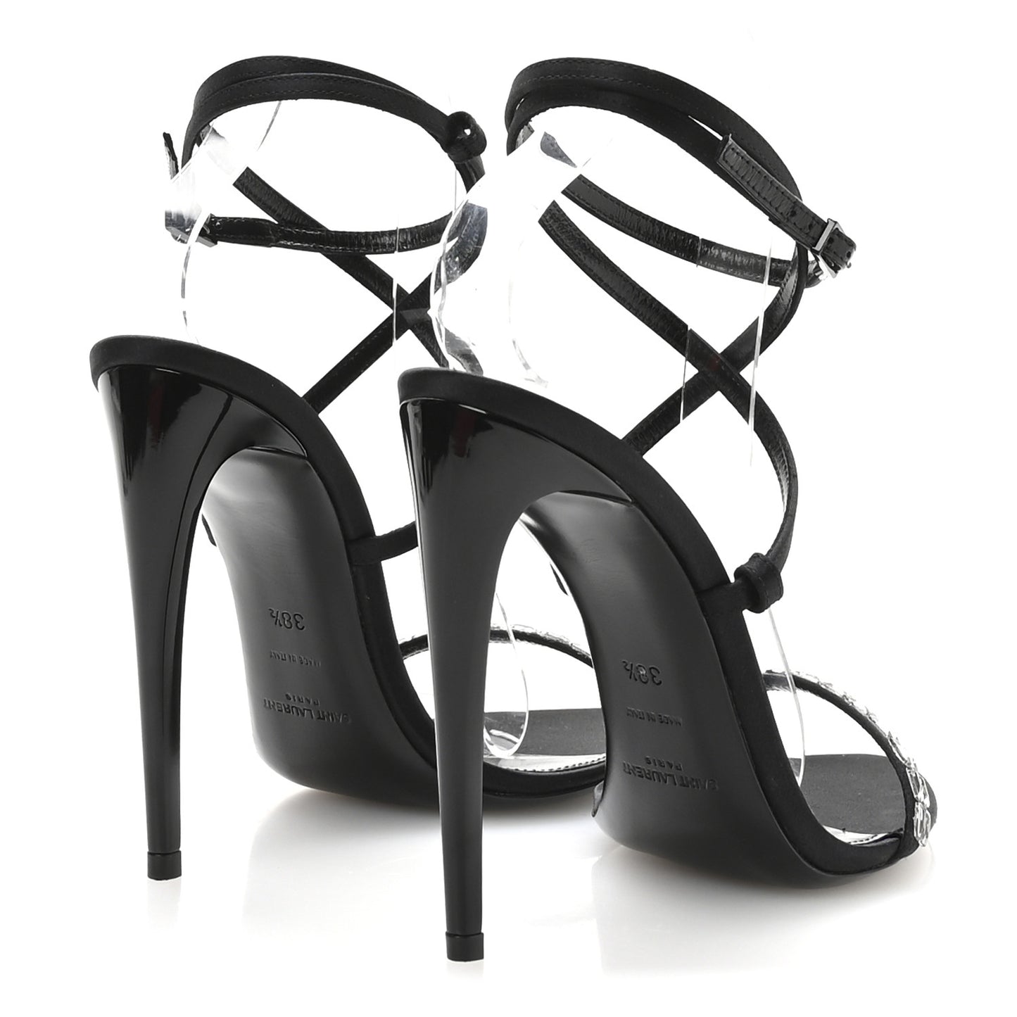 Crepe Satin Crystal Satine 110 Sandals 38.5 Black