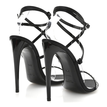 Saint Laurent Crepe Satin Crystal Satine 110 Sandals 38.5 Black 5 of 8