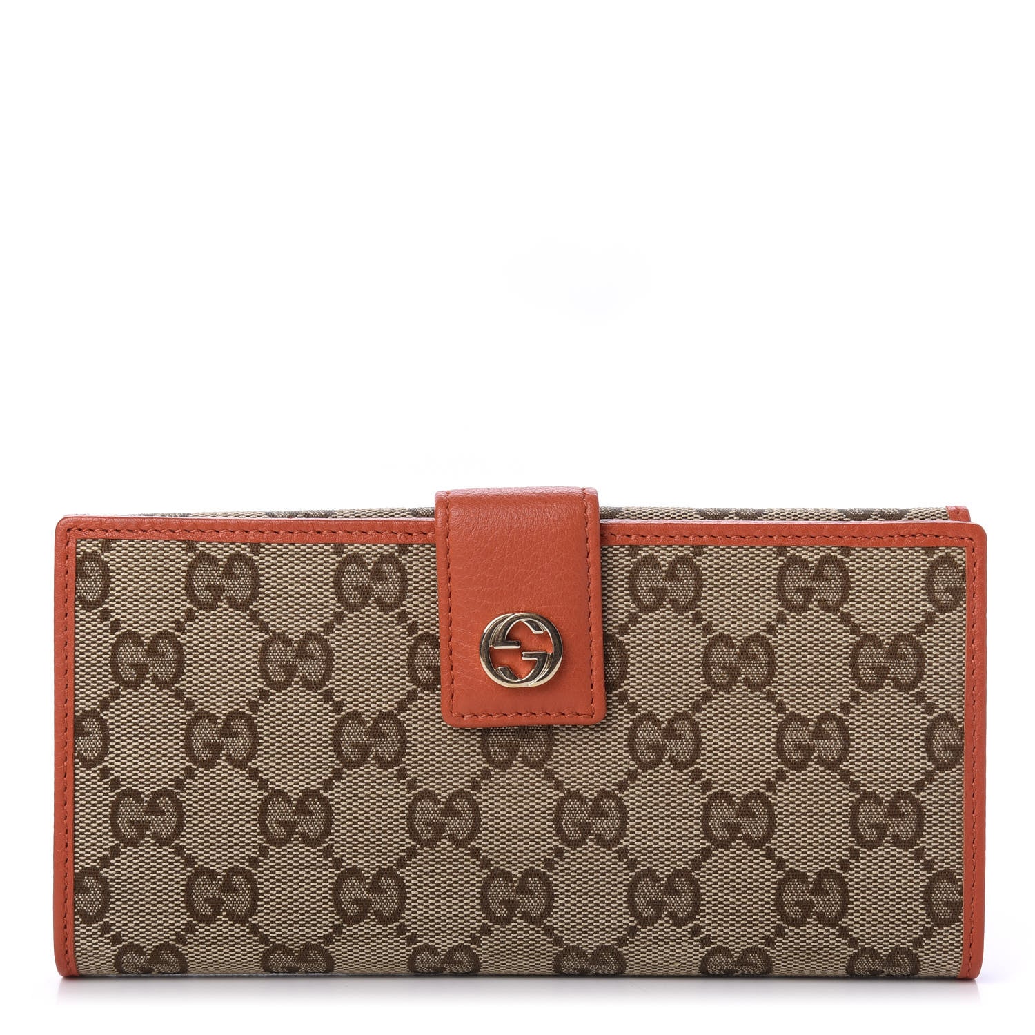 Gucci Monogram Cellarius Calfskin Miss GG Continental Wallet Beige Ebony New Dark Orange 1 of 10