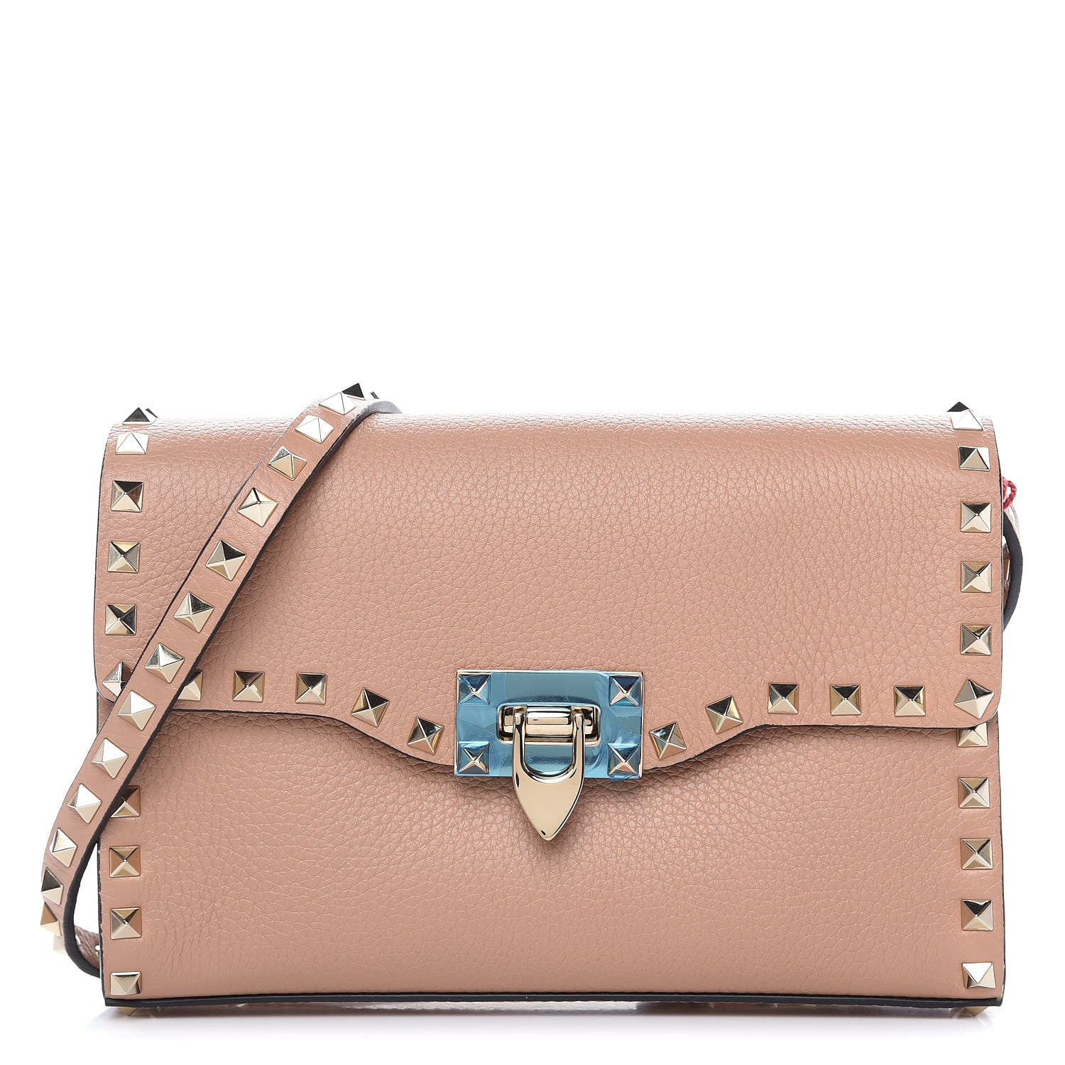 Valentino Garavani Pebbled Calfskin Medium Rockstud Flip Lock Crossbody Bag Skin Sorbet 1 of 8