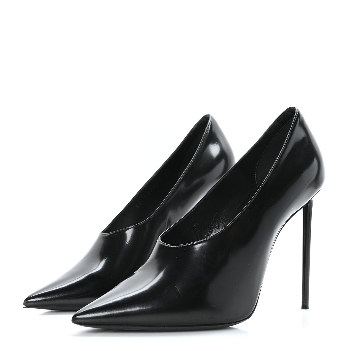 Patent Calfskin Teddy High Vamp 105 Pumps 38 Black