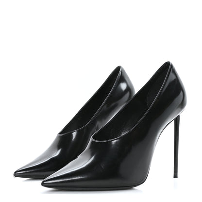 Saint Laurent Patent Calfskin Teddy High Vamp 105 Pumps 38 Black 3 of 10